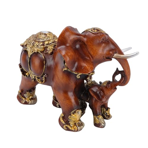 Statue d'éléphant mère et bébé, sculpture porte-bonheur familiale - 4