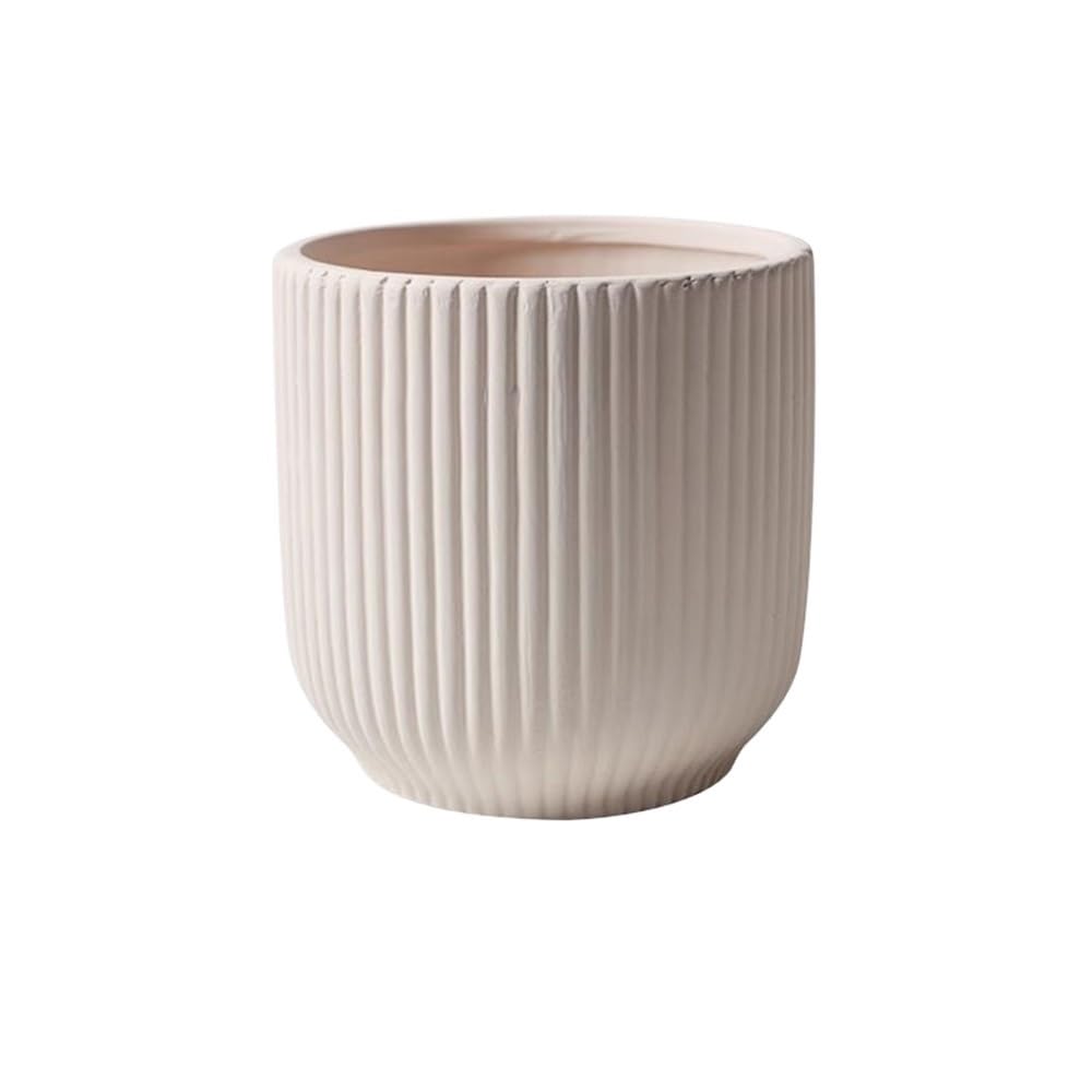 L8p2B5s7 Garden Pots Round Flower Pot with Streaks Tabletop Ceramic Planter for Bedroom Study Garden(Small)