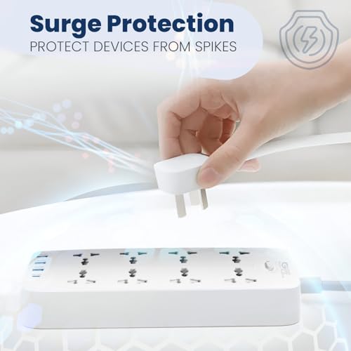 Image of GIGAWATTS 12-in-1 Power Extension Board with 8 Universal Sockets, 12W Type-C PD & 3 USB Fast Charging Ports 2500W 10A 2M Heavy Duty Cable 250V Fireproof Child-Safe Surge Protector (6 Months Warranty)