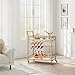 Gold Bar Cart, 2 Tier Bar Carts for The Home, Bar Carts with Wheels, Serving Cart with White Marble Finish Wood Shelf, Wine Rack & Glass Holder for Kitchen, Living Room, Dining Room