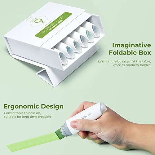 Ohuhu 320 Colors + 1 Colorless Blender Chisel & Brush Tips Double Tipped Art Marker Set Extra Wide Board Tip 6 Colors Of Halcyon Oasis Bundle #TOP3