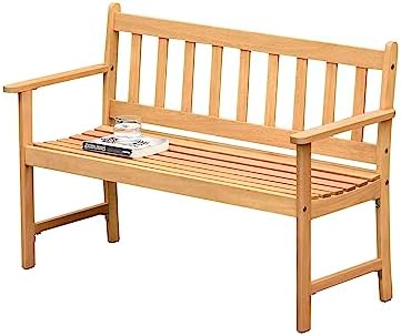 Brampton Omaha 2-Seat Capacity Patio Wood Bench | Teak Finish | Ideal for Outdoors and Indoors, Light Brown