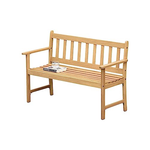 Brampton Omaha 2-Seat Capacity Patio Wood Bench | Teak Finish | Ideal For Outdoors And Indoors, Light Brown #TOP16