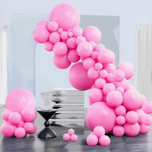 Image of PartyWoo Pink Balloons 130pcs Different Sizes of 18 12 10 5 Inch Matte Pink Balloon Arch Kit for Baby Shower Gender Reveal Princess Bachelorette Engagement Birthday Party Decorations Pink-Y11