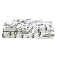 Eddie Bauer - Sheet Set, Cotton Percale Bedding with Matching Pillowcase, Crisp & Breathable, 200-Thread Count, Classic Comfort Essentials (Wes Fish Green, Twin)