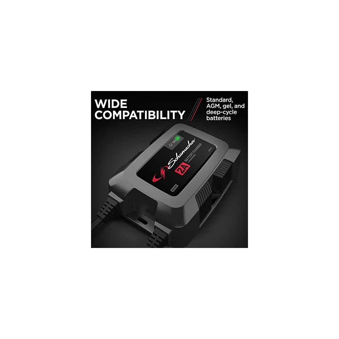 Schumacher SC1588 2A 6V/12V Fully Automatic Battery Charger and Maintainer - for Motorcycle, Power Sports, and car…