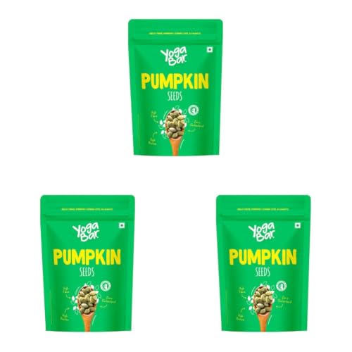 Image of Yogabar Pumpkin Seeds Unroasted Rich in Protein and Fiber Superfood - 250g Grade AAA - Pumpkin Seeds for Eating - Healthy Snacks for Weight Loss - Rich in Immunity Booster Anti-Oxidants. (Pack of 3)