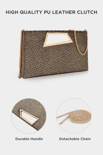 Image of Coucoland Women's PU Leather Clutch Purse with Metallic Geo Top Handle