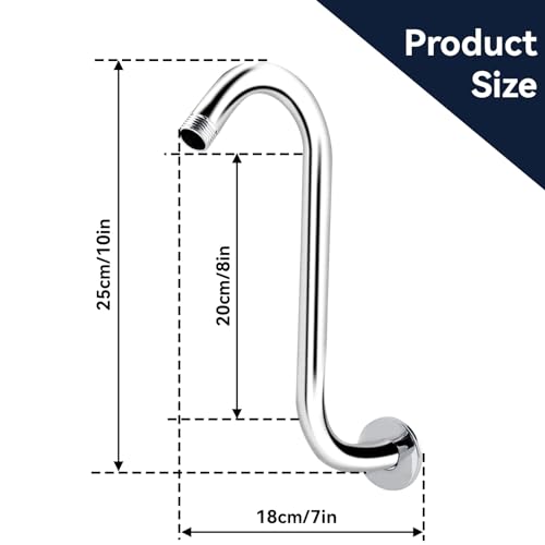 Shower Head Riser Pipe, 8 Inch S Curved Shower Head Extender - Image 4