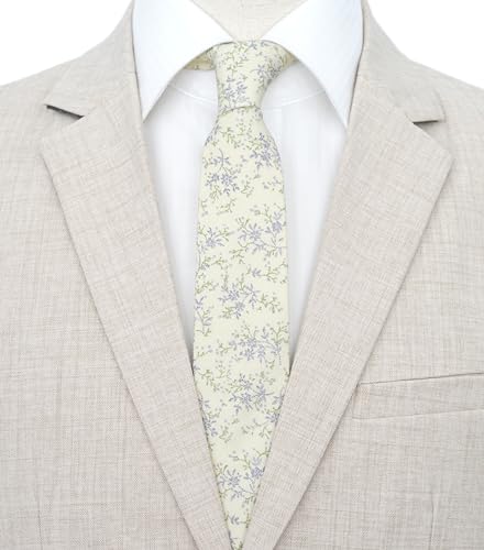 Image of BELLUNO Men's Cotton Floral Skinny Tie, 2.5 inch Width, with Gift Box
