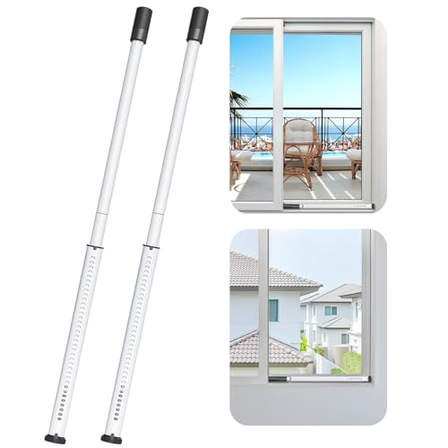 AceMining Sliding Door Security Bar,Heavy Duty Sliding Patio Door Lock Bar, 20-50inch Adjustable Multi-use Window Security Bars, Sliding Door Stopper,White,2Pack by AceMining - Used condition - US$29.69
