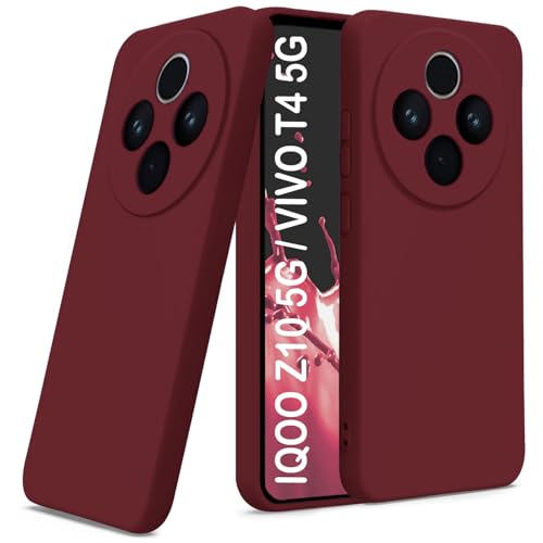 Image of TRUEUPGRADE Compatible for iQOO Z10 5G / Vivo T4 5G Cover Case | Soft Silicon Rubberised Cover |Camera Protection Bump Back Cover (Wine)