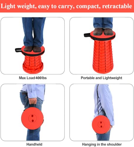 Image of Fishboy Upgraded Collapsible Stool, 400lbs Max Weight, Lightweight But Sturdy, Portable Retractable Folding Telescoping Foldable Camping Stool for Adults Outdoor Fishing Hiking BBQ