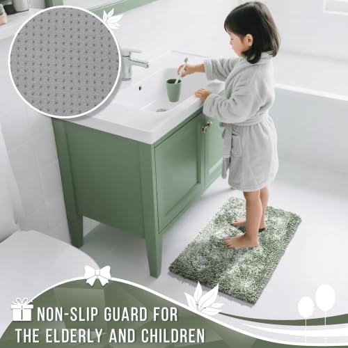 Image of Yimobra Chenille Bathroom Rugs Non Slip, Extra Thick Soft Absorbent Bath Rug 31.5x20 Inch, Machine Washable Quick Dry Bath Mat for Bathroom Floor, Tub and Shower, Home Decor Accessories, Sage Green