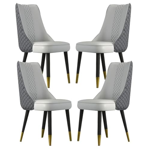 Image of Dream Furnishing - Set of 4 Dinning Chairs Elegant & Luxury Looks Strong Metal Frame Legs for Home Cafe Office Hotel (Dark Grey Light Grey)