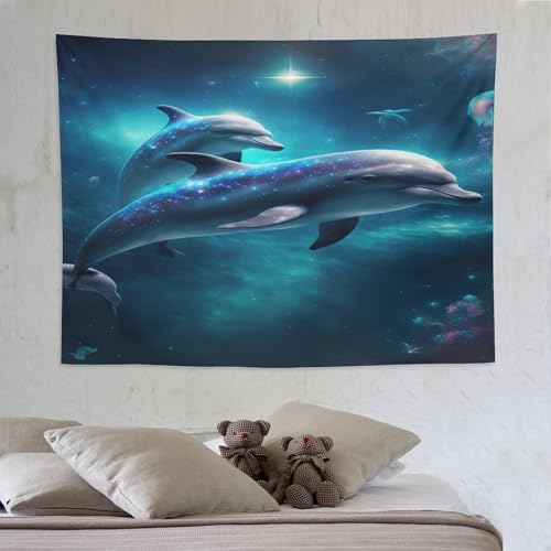 Tapisserie murale dauphin en tissu fluide decoration murale 150x200cm