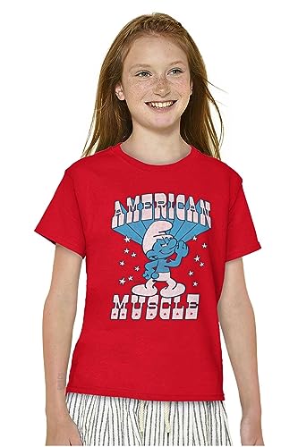 Hefty Smurf American Muscle USA Crewneck T Shirts Boy Girl3