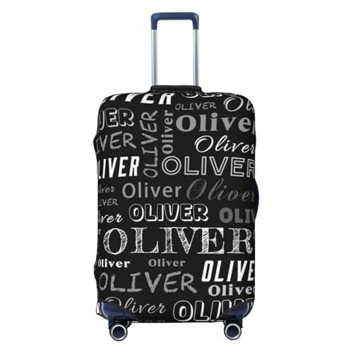Black Custom Luggage Cover with Photo Text Name Personalized Elastic Suitcase Covers Double Sided Design Customized Washable Anti-Scratch Travel Baggage Cover Protector Fits 22-24 Inch Luggage