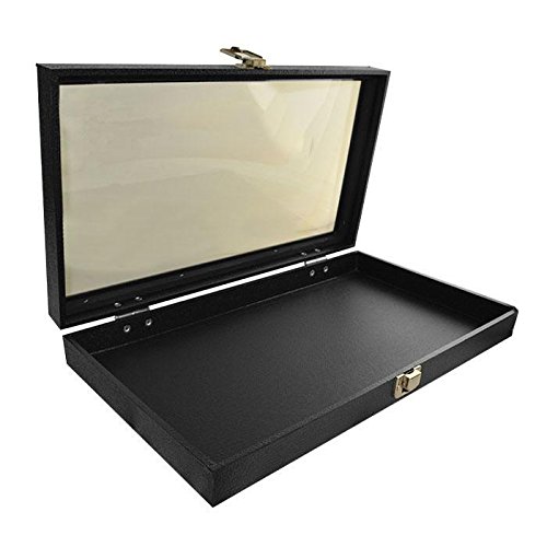 Black Leather Wrapped Display Case Tray Organizer ~ 14 3/4" x 8 1/4" x 2 1/8"