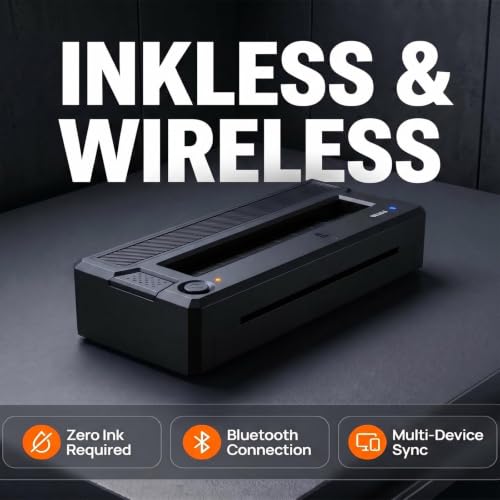 Image of Tattoo Stencil Printer Machine for Beginners & Artists, Wireless Thermal Tattoo Printer With 10pcs Thermal Paper & 3Pcs Transfer Papers, Portable Tattoo Machine, Support Android, iOS, Windows, MacOS