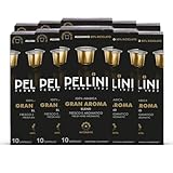 Pellini Gran Aroma 100% Arabica, 100 Capsule in Alluminio Compatibili Nespresso, Caffè 100% Arabica delicato con Note Floreali e di Amaretto, 10 Confezioni da 10 Capsule
