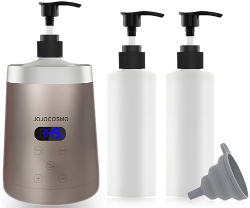 JOJOCOSMO Calentador de Aceite para masajes, Equipado con Dos dispensadores de Aceite, Temperatura Regulable Entre 86 y 149 °F, Ideal para Salones de Belleza y masajes en casa, Color champán Dorado