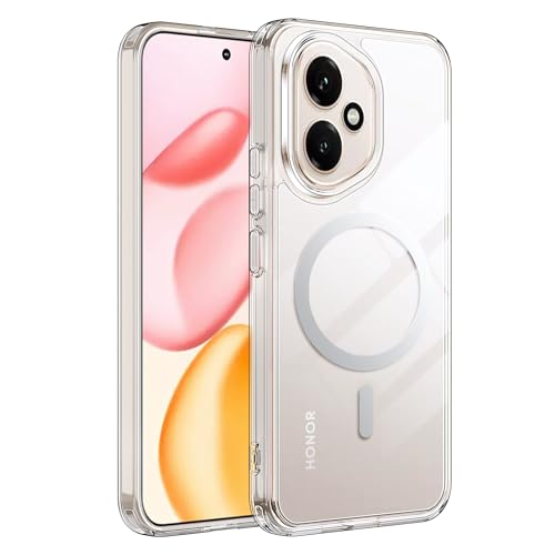 Fitudoos Hülle für Honor 400 5G Robuste PC-Rückseite Case+Stoßfesten TPU-Kante Militärischen Grad Schutz Hülle Schutz Magnetisch & Anti-Gelb Stoßfeste Handyhülle - Transparent