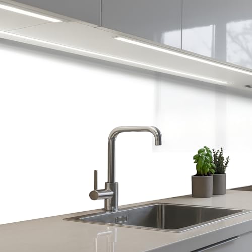 Crédence cuisine à coller blanc KitchenYeah 60x300 cm en plastique rigide