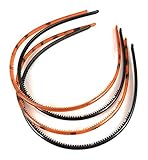 Brown Black 4 set headband pack plastic thin skinny narrow grip teeth 2 brown 2 black headband set