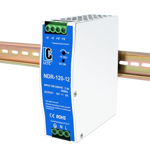 Image of NDR120-12 DC 12V Din Rail Power Supply Slim 120w 10A(Input:100-240VAC,Output:12VDC,50 /60HZ) Switching Adapter(Volts of Direct Current, 12)