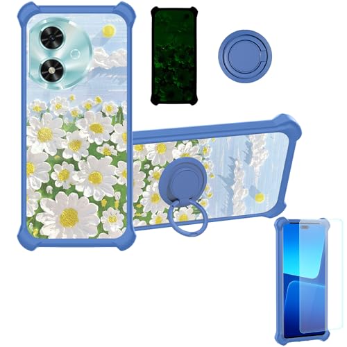 jioeuinly Case Compatible for Honor Play 50 Phone Case Cover [with Tempered Glass Screen Protector][Hard PC + Soft Silicone][Ring Support] [Luminous Effect] YGL-CJ