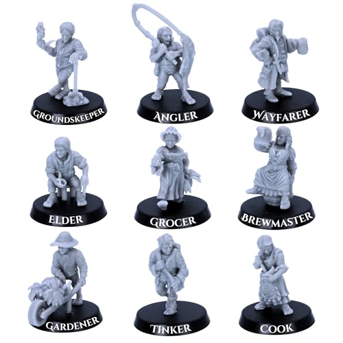 Forged Terrain Halfling Figurines – 9 figurines fantastiques PNJ 28 mm et personnages jouables | DnD, jeu de rôle sur table