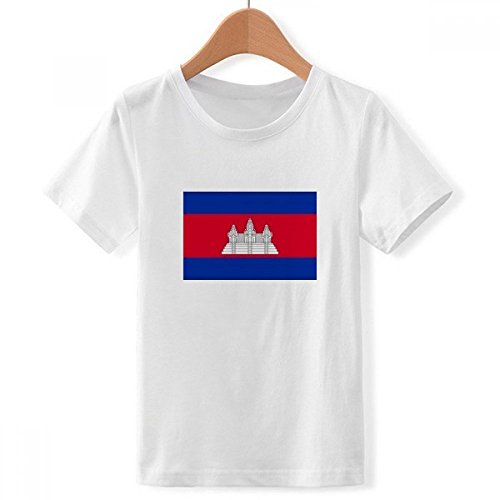 T-shirt drapeau cambodgien asie pays ras du cou blanc garçon XXXL