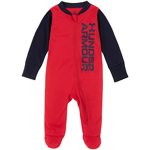 Image of Under Armour Baby Boys' Coverall Footie, Zip-up Closure, Logo & Printed Designs