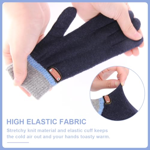 Gohi 6 Pairs Of Kids Gloves Boys Winter Gloves Stretchy Full Fingers Knitted Gloves Wool Fleece Lined Mittens,6-12Years thumb #3