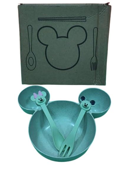HITRUZ Kids Dinner Set – Mickey Shape Plate with Bowl, Spoon & Fork - BPA-Free Unbreakable Toddler Feeding Set - Baby Mealtime Tableware - Cartoon Dish Set for Kids, Boys & Girls Pack of 1-image-15