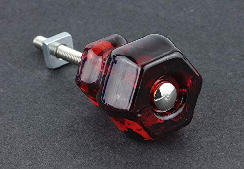 Antique Depression Ruby Red Glass Drawer Knob Pull Handle 1-1/4" | Antique Cabinet, Vintage Cupboard, Old Desk Reproduction Hardware | K39-GK-3R (1)