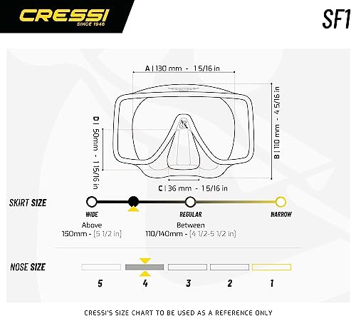 Image of CRESSI since 1946 - SF1 Mask - Frameless Square Mask with Tempered Lens for Freediving and Snorkelling, Black /380 UV /Orange Blue Lens, One Size Unisex