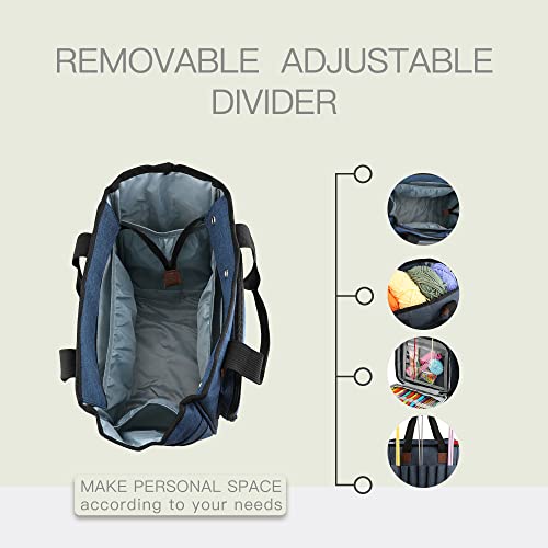 Looen Yarn Knitting Storage Tote-Large Capacity Crochet Organizer Portable Travel Bag With Shoulder Strap Crochet Hooks Case for Unfinished Bulk Project