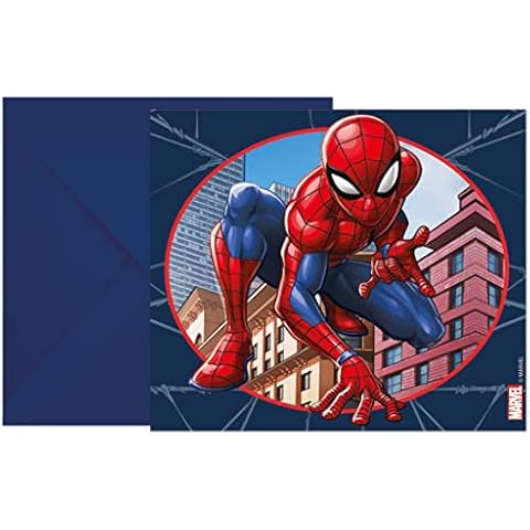 Procos 93951 - Einladungen Spiderman Crime Fighter, FSC, 6 Stück mit Umschlag, Geburtstag, Mottoparty Cover
