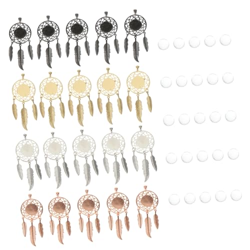 HAPINARY 40pcs Dream Catcher Pendants with Glass Chic Hanging Ornaments for Home Decor Bedrooms Nurseries and Parties for Crafting Jewelry and Accessories