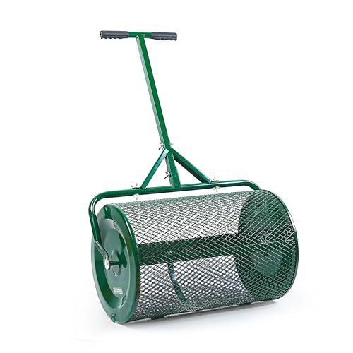 KENDIYAS Compost Spreader- 24 inch Peat Moss Roller With improved T shape handle-Lawn & Garden Spreader For Top Dressing Compost