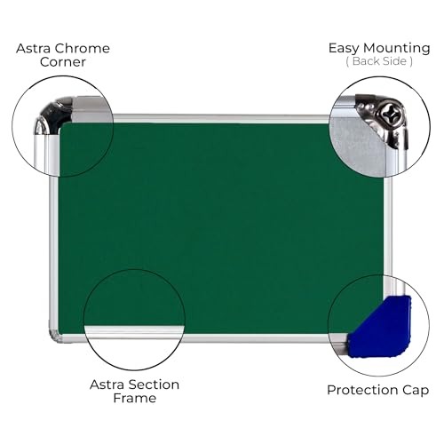 Image of ALKOSIGN Astra Felt Notice Board -Green (2 x 5 Feet) |Bulletin Board, Pin-up Board, Display Board, Push pins Board, Announcement Board, Soft Message Board, for School, College, Office, Study Room etc