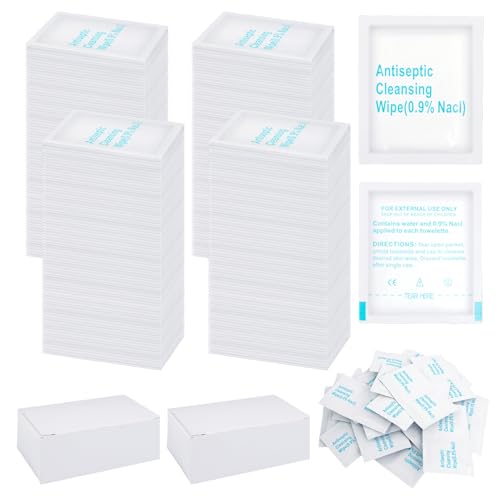 UCEHIPAW 160 Pcs Sterile Saline Wipes Individually Wrapped Travel Packets Antiseptic Cleansing Wet for Adult Wound Eye Face Aftercare Swabs