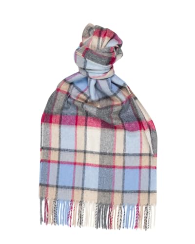 Image of Glen Isla 100% Cashmere Scarf 30X180CM Classic Plaid Brushed Grey - Made In Scotland