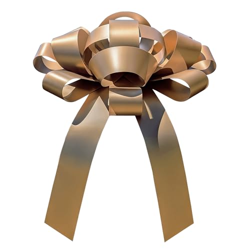 Image of CarBowz Big Car Bow for Car Decorations and Birthday Car Gifts, Large Bow Ribbon, Magnet, Car Safe Sticker Included, Fully Assembled 30 inch Wide Huge Bow, No Suction Cup Needed (Gold)