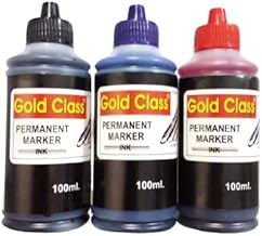 Gold Class Combo Pack of Permanent Marker Ink (Red, Black, Blue) 100ML Each | Easily refillable | Suitable for Marker Pens | Suitable for Multiple Surfaces | Office Stationery - Set of 3