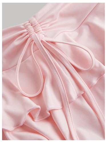 GORGLITTER Women's Bow Tie Side Mini Skirts Layered Ruffle Skirt Lettuce Trim Y2k Tennis Skirts3