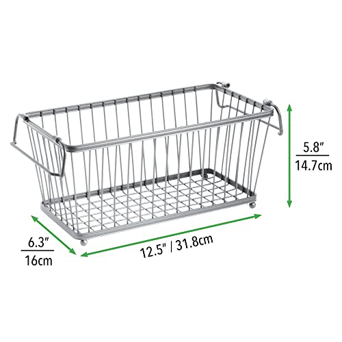 Mdesign Household Stackable Metal Wire Storage Organizer Bin Basket With Built-In Handles For Kitchen Cabinets, Pantry, Closets, Bedrooms, Bathrooms - 12.5" Wide, 6 Pack - Silver #TOP6