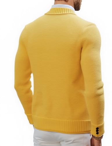 Cardigan Sweaters for Men,Lapel Double Breasted Button-Down,Vintage Style, CasualPremium Knit Fabric,for Fall4